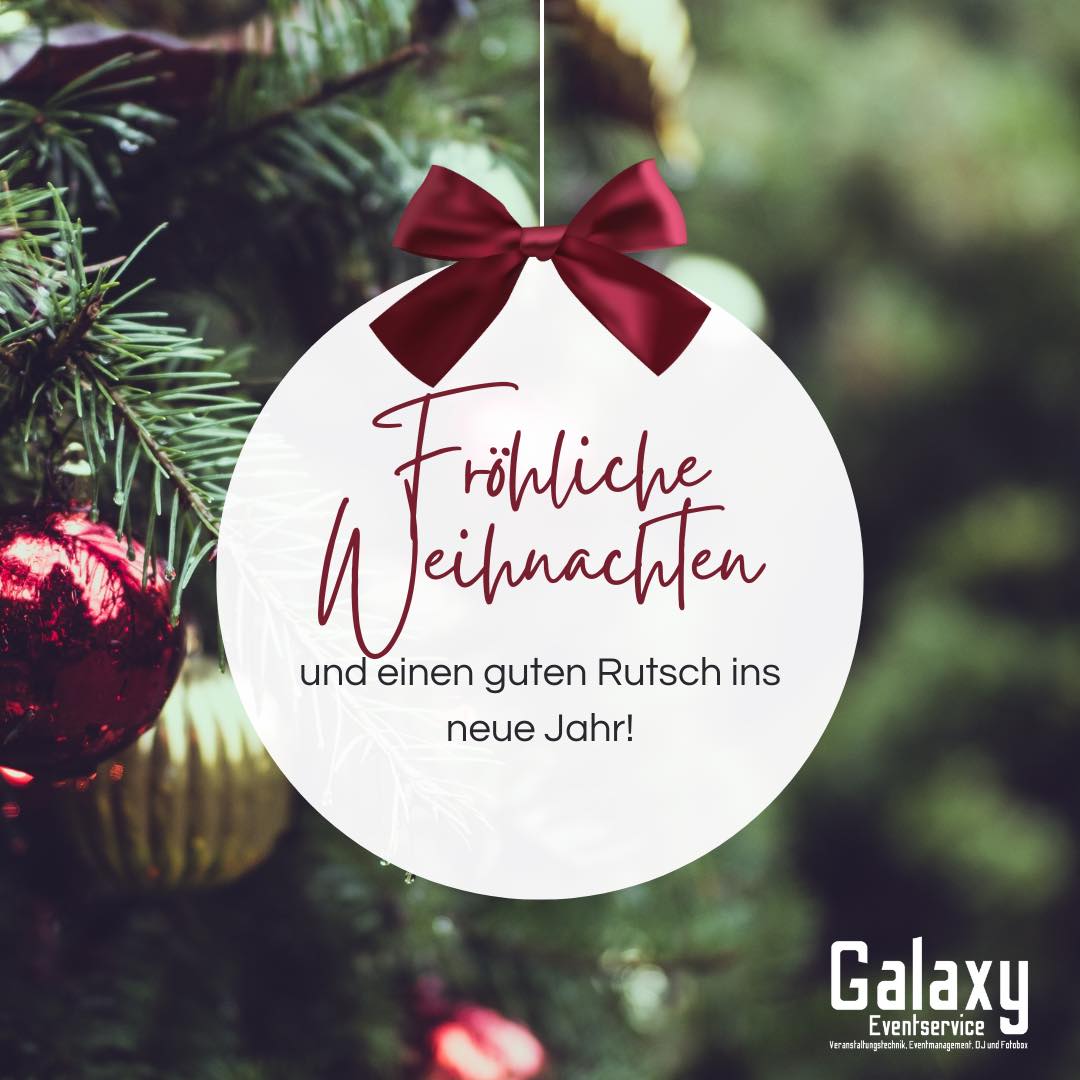 🎄 Frohe Weihnachten von Galaxy Eventservice! 🎄
Wir bedanken uns herzlich bei all unseren Kunden, Partnern und Followern für ein großartiges Jahr 2024! Eure Unterstützung bedeutet uns viel und motiviert uns, weiterhin unvergessliche Momente für euch zu schaffen.
Genießt die Feiertage im Kreise eurer Liebsten – wir freuen uns schon auf ein strahlendes 2025 mit euch! 💫
Euer Team von Galaxy Eventservice ❤️
#FroheWeihnachten #GalaxyEventservice #danke2024
