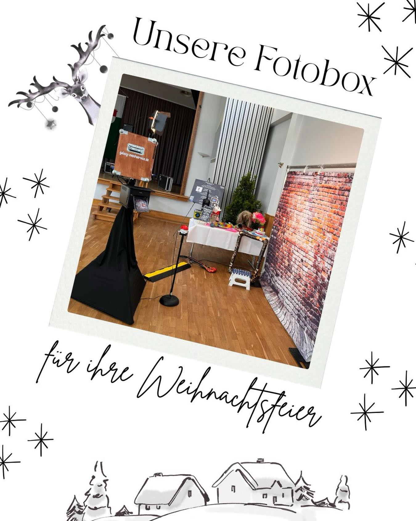 🎄 Ihr plant eine unvergessliche Weihnachtsfeier für euer Team? 🚀 Dann darf unsere Fotobox von Galaxy Eventservice nicht fehlen!

Unsere Fotobox bringt Spaß, lockert die Stimmung und fördert den Teamgeist – ideal für jede Firmenfeier im Eichsfeld & Werra-Meißner-Kreis! 📸✨ Mit Sofortdruck, individuellen Layouts (natürlich mit Firmenlogo) und digitalen Fotos zum Mitnehmen wird jeder Schnappschuss zum festlichen Highlight. Eure Gäste können die Erinnerungen sofort teilen und als Andenken mit nach Hause nehmen. Ein echter Icebreaker für Mitarbeitende und Kunden!

✅ Intuitiver Touchscreen
✅ Persönlicher Service & Betreuung
✅ Weihnachts-Accessoires inklusive
✅ Stärkt das Wir-Gefühl und sorgt für jede Menge Lacher!

Jetzt unkompliziert anfragen und den Termin sichern! 🎅🎁
#Weihnachtsfeier #Firmenfeier #fotobox