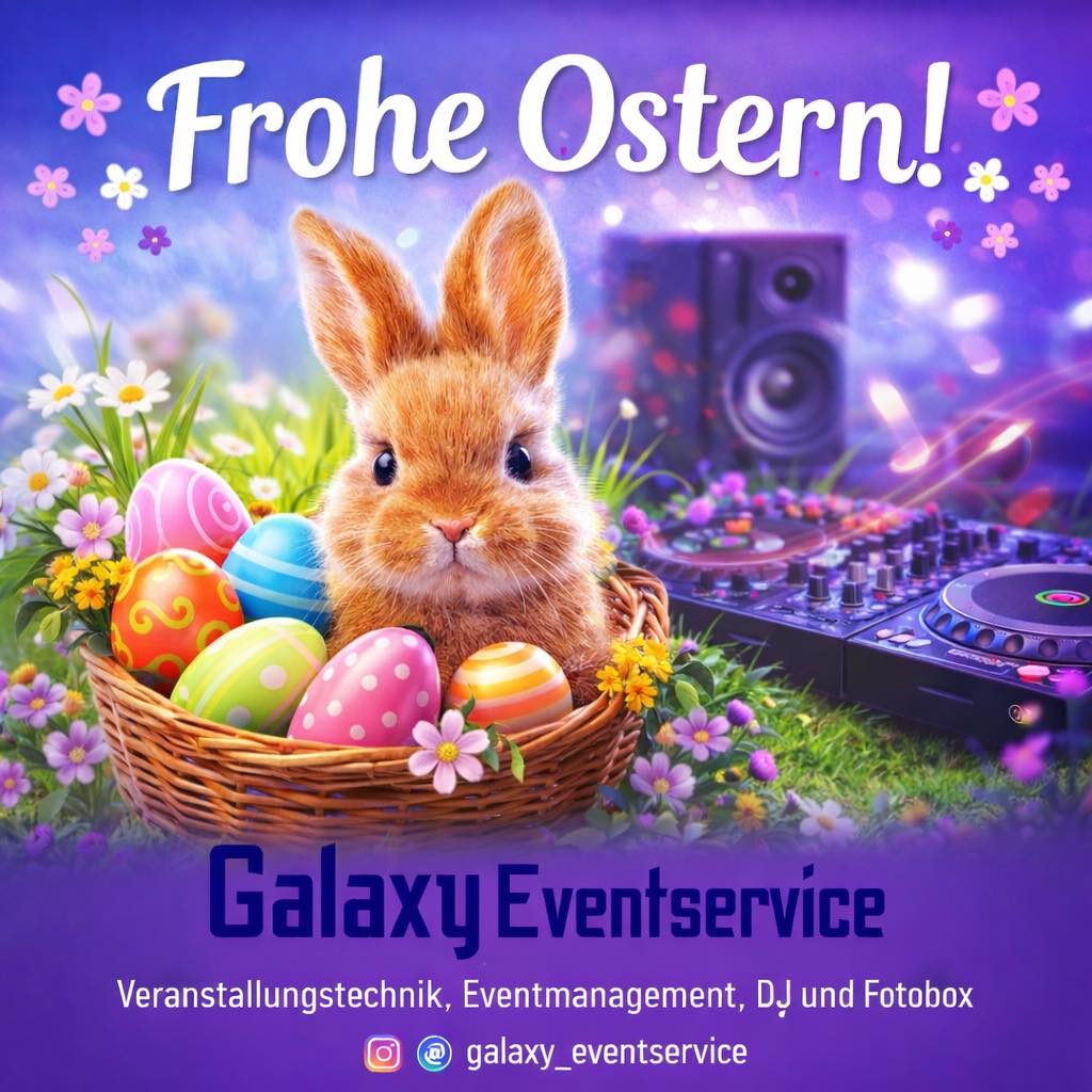 🐰 Frohe Ostern! 

DANKESCHÖN an alle Kunden für die starken ersten Monate 2026! 🎉

Buche jetzt Licht, Sound & Fotobox!: info@galaxy-eventservice.de oder WhatsApp +49 36082 916303
#GalaxyEventservice #FroheOstern #EventTechnik #FotoboxVermietung
 #fotoboxvermietung  #eventtechniker